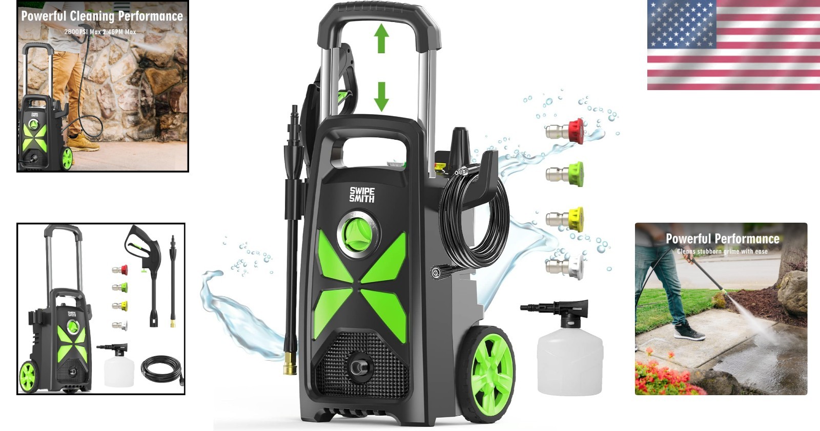 2800 PSI Electric Pressure Washer with Foam Cannon – Ideal for Cars and Patios
