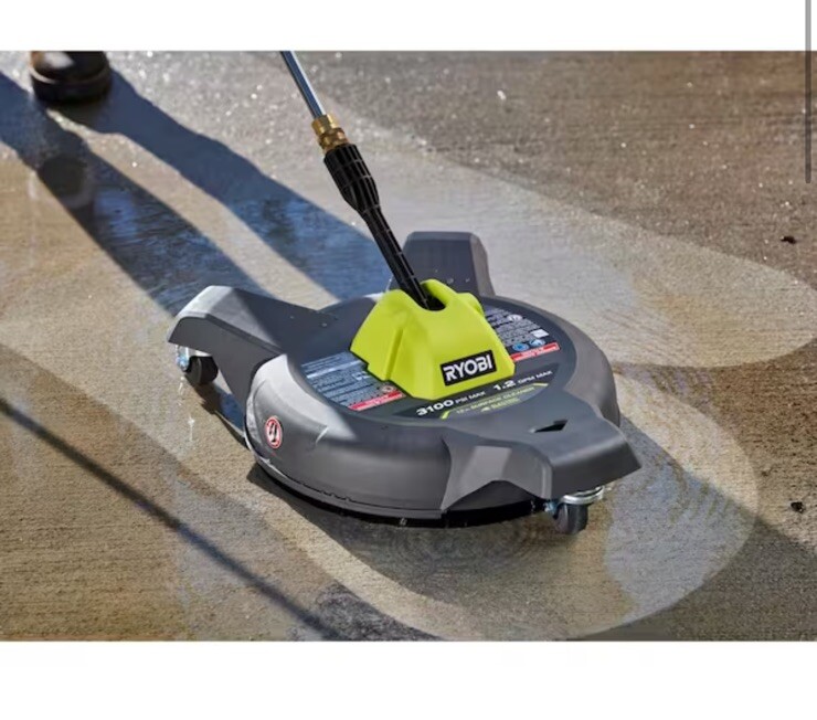 RYOBI 12 in. 3100 PSI Electric Pressure Washer Surface Cleaner w/ Caster Wheels
