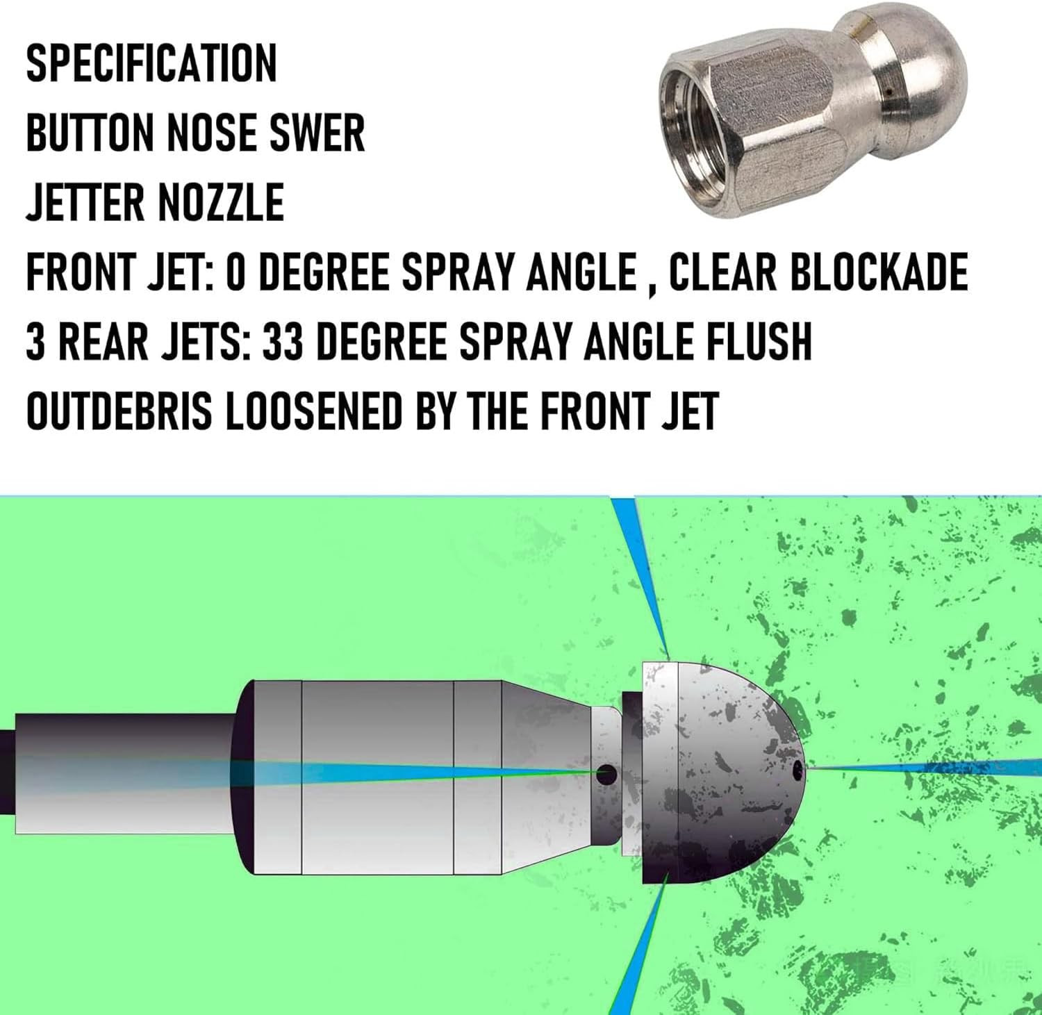Sewer Jetter Kit for Pressure Washer 150FT, 4000 PSI Drain Cleaner Hose 1/4 Inch