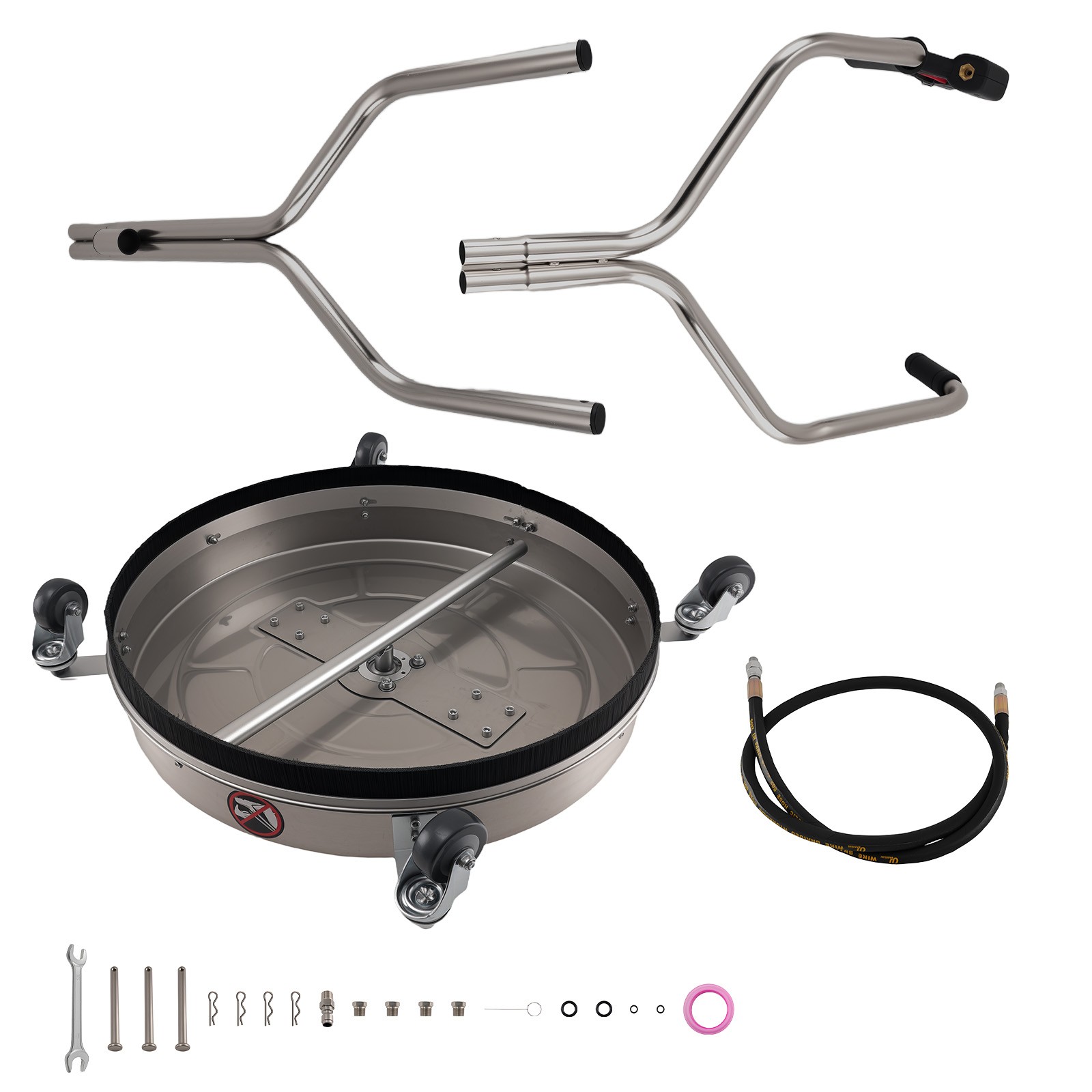 24 inch Stainless Steel Pressure Washer Surface Cleaner With Wheels Dual Handle+