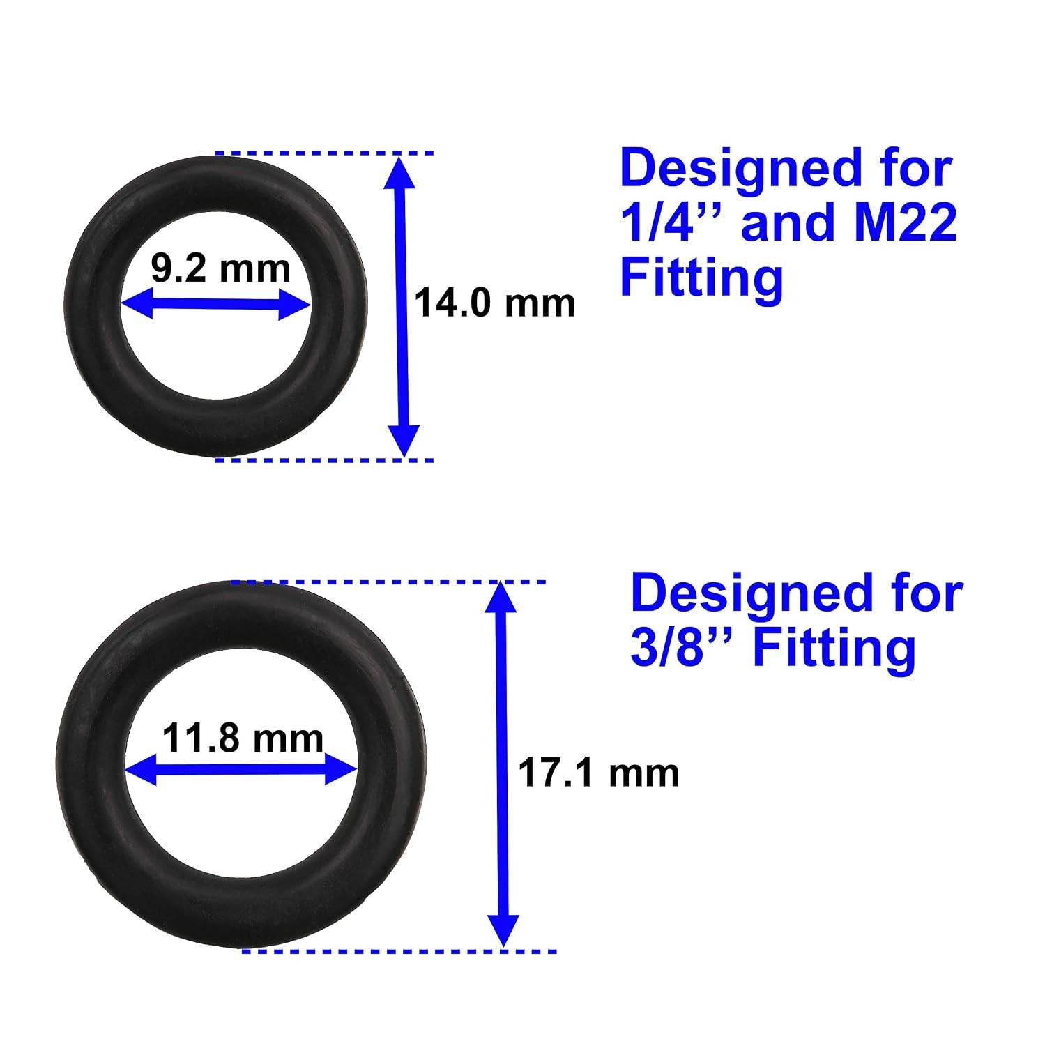 Pressure Washer O-Rings 40-Pack – Tear Resistant for 1/4” & 3/8” Fittings