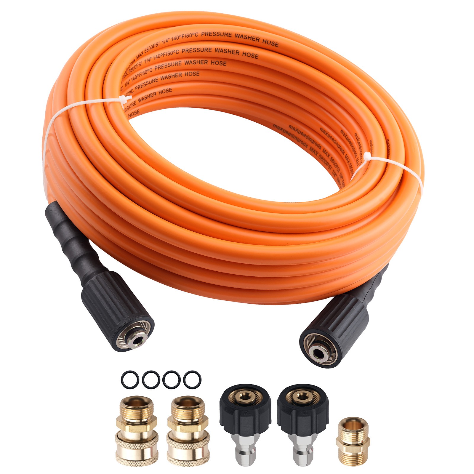 50FT Power Washer Extension Hose 5800PSI w/ M22-14mm x 3/8″ Quick Connector