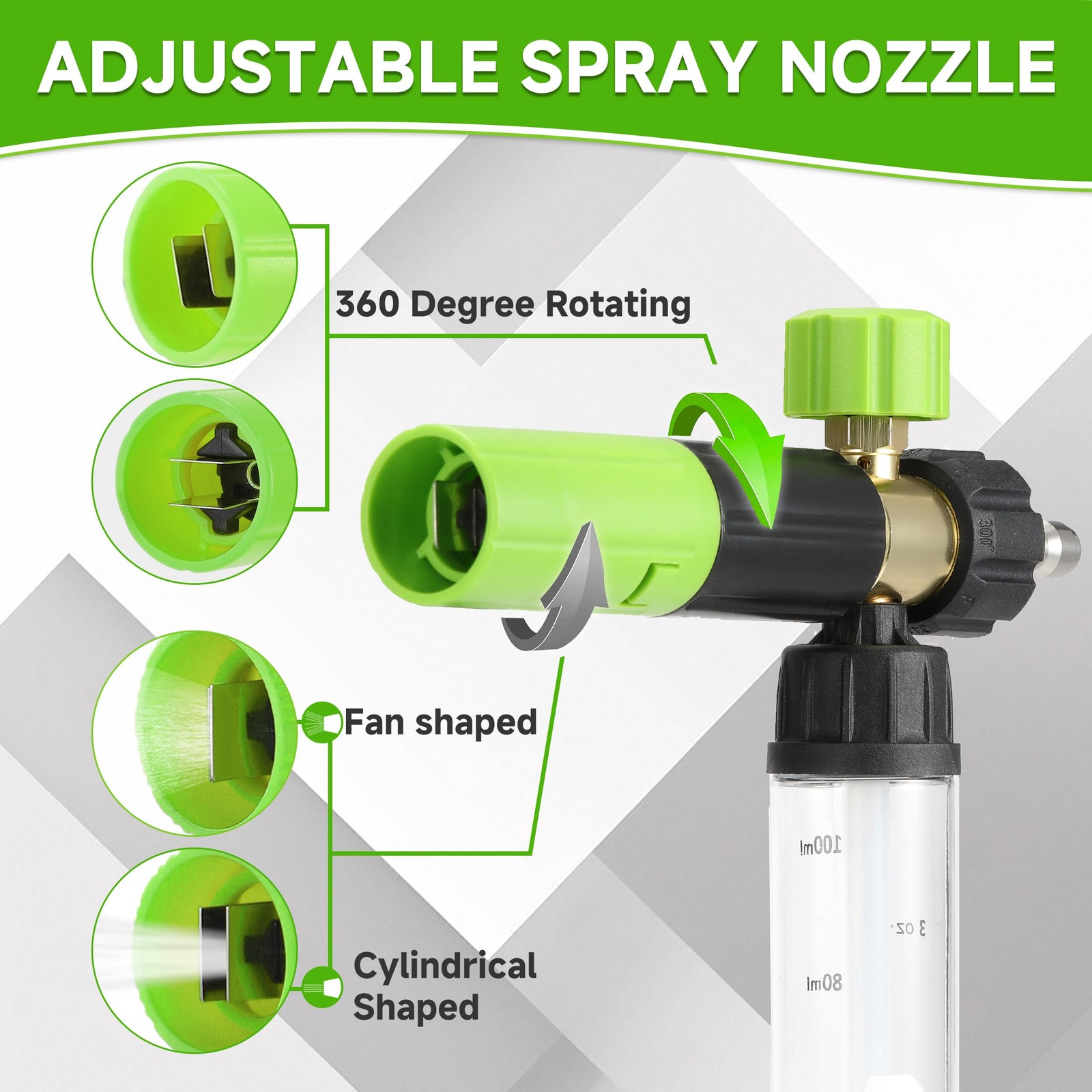 Short Pressure Washer with Mini Foam Cannon, Dual Connector Accessory, 5 Powe…