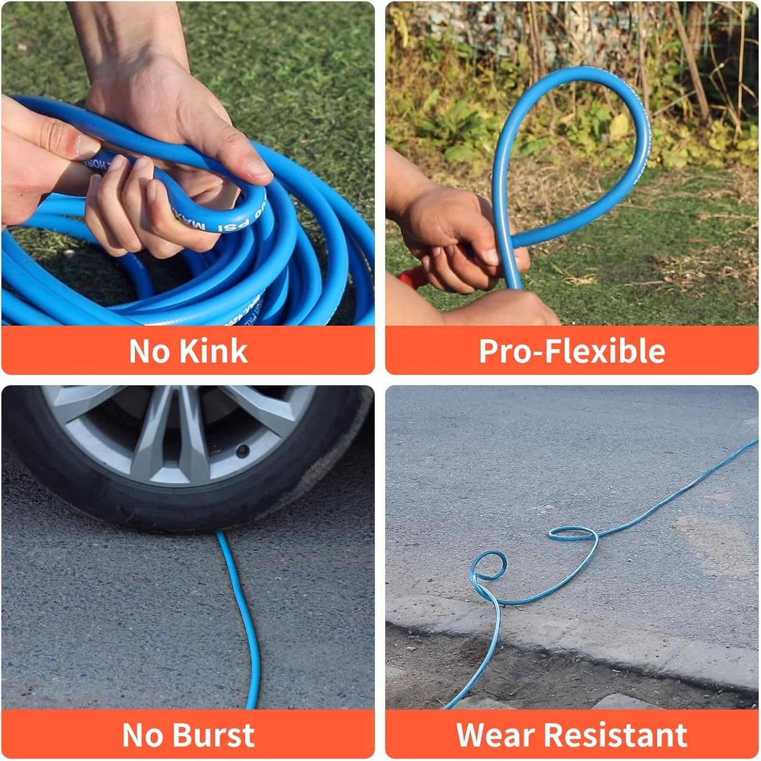 50FT Power Washer Hose with Flexible Extension Wand & 3600 PSI Gun for Easy Use