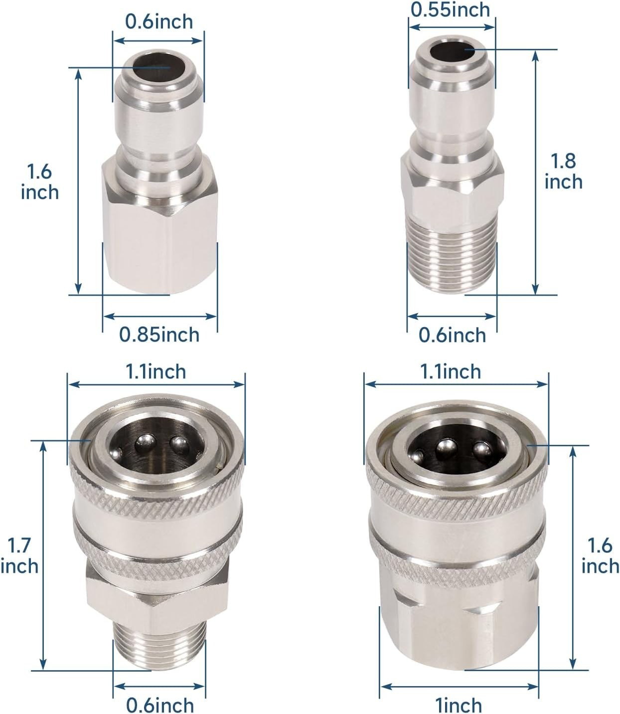 3/8‘’ Pressure Washers Quick Connect Fittings for NPT Male & Female Thread