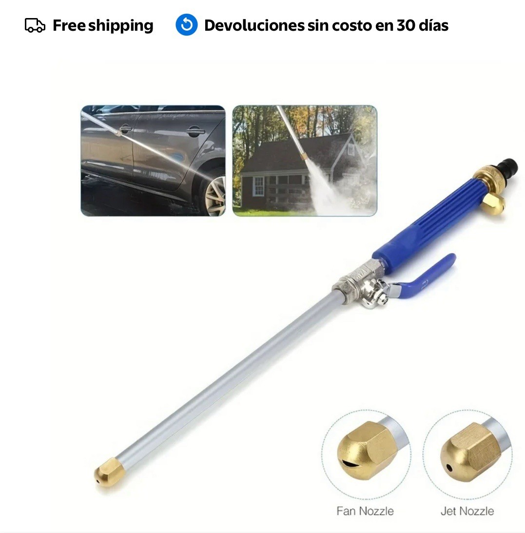 Lavadora a Presion Rociadora de Agua Pistola Chorro de Manguera Lava Auto Casa