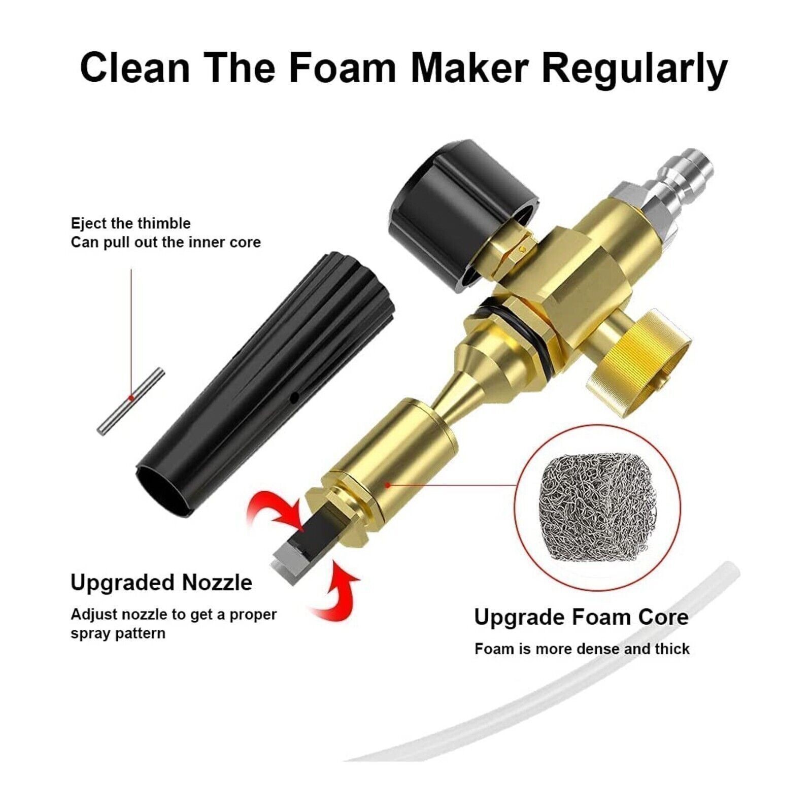1/4″ Snow Foam Pressure Washer Gun Car Wash Soap Lance Cannon Spray Jet Bottle