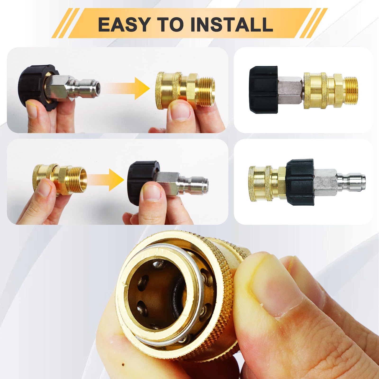 Pressure Washer Quick Connect Hose Fitting Adapter Kit 3/8″ Inch x M2215mm