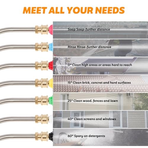 Telescoping Pressure Washer Wand 24FT, 24FT Pressure Wand with Brush Head