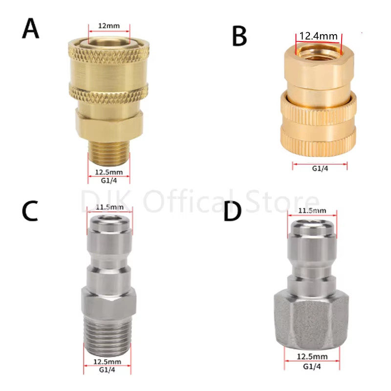 High Pressure Washer Nozzle 1/4″ Quick Plug Connector Coupler with G1/4 Male Fem