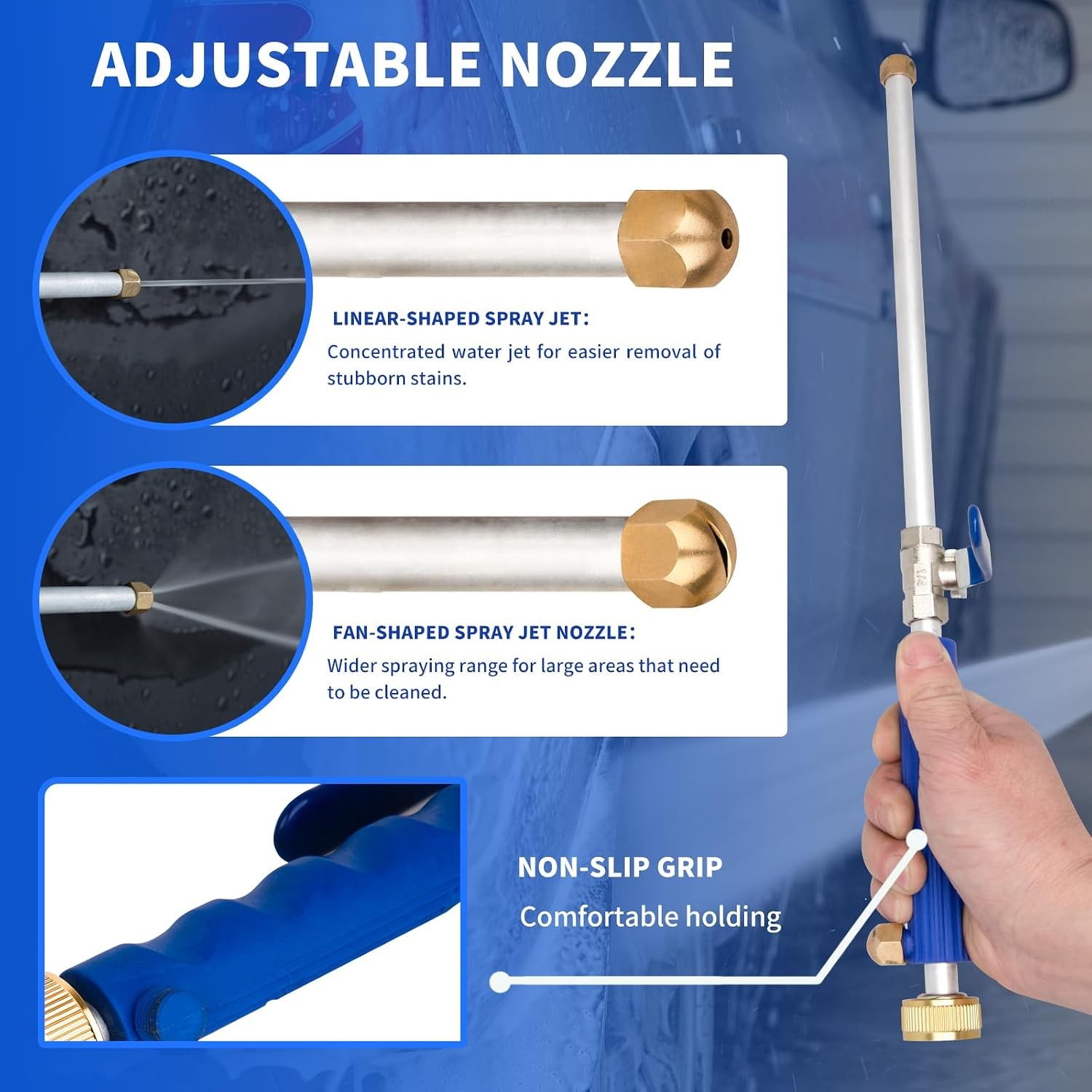 2-in-1 Hydro Jet Garden Hose Power Washer Wand High Pressure Water Nozzle