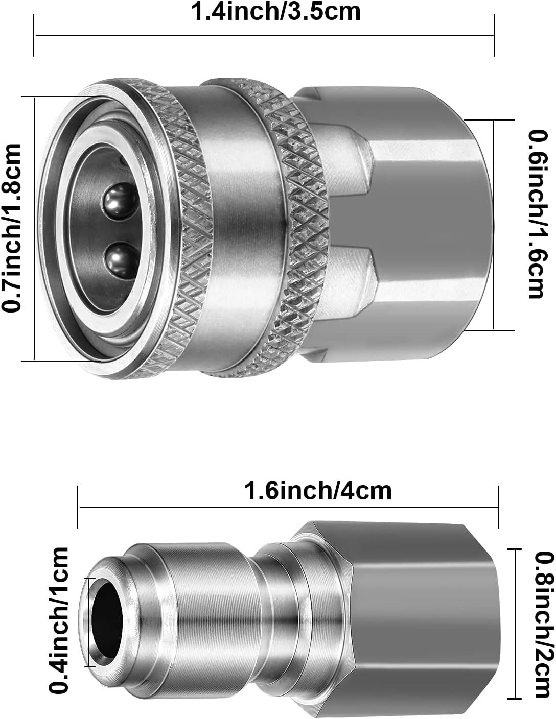 4 Sets NPT 3/8 Inch Stainless Steel Male and Female Quick Connector Kit Pressure