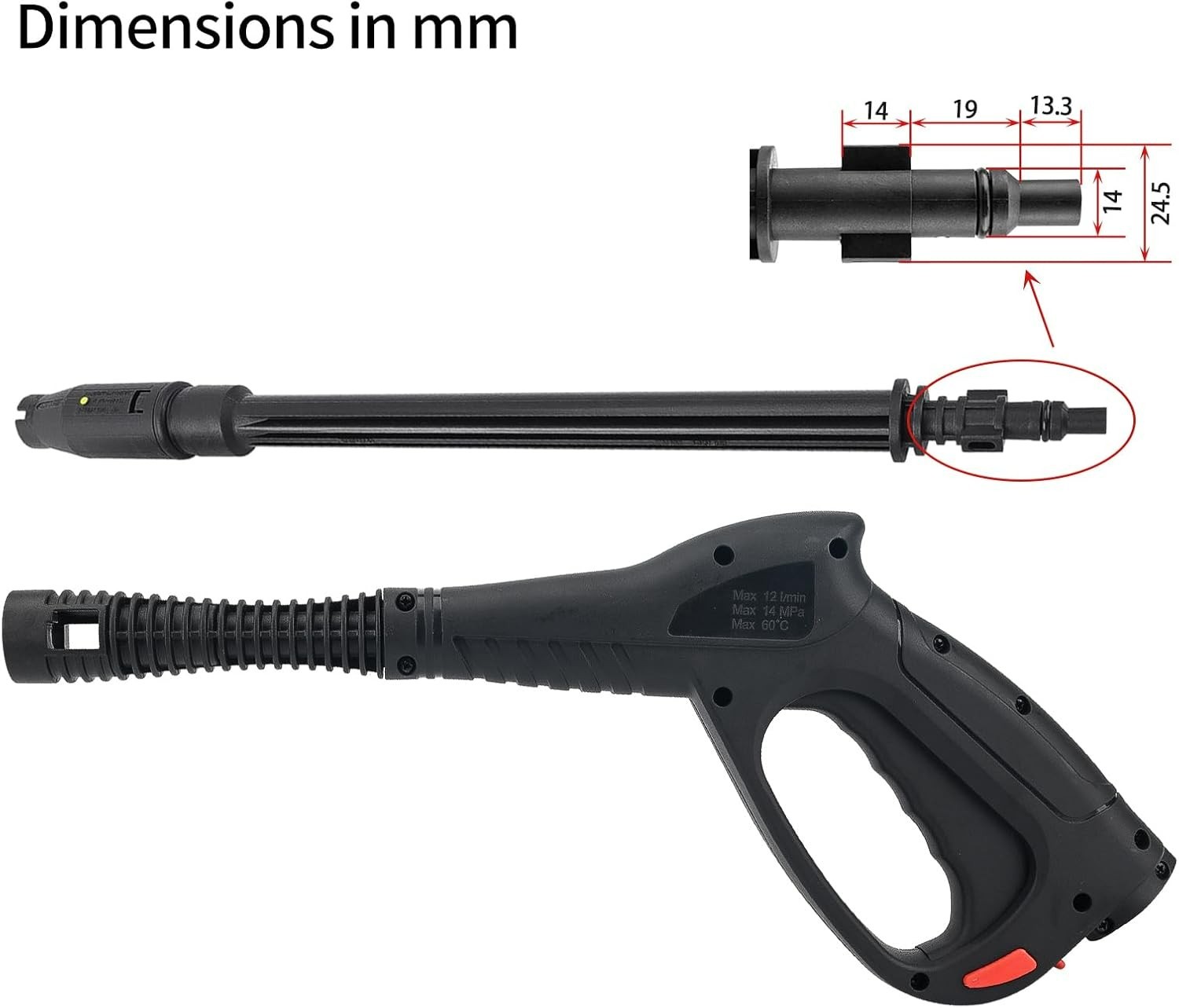 High Pressure Water Spray Gun Wand Nozzle, Replacement Pressure Washer Gun Co…