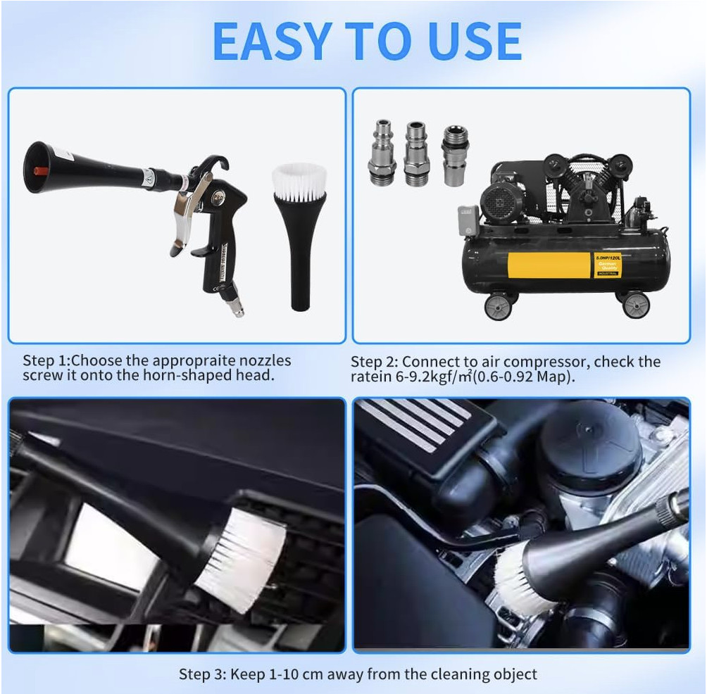 Car Cleaning Gun Detailing Interior Dryer Air Blow Gun, High Pressure Blower Gun