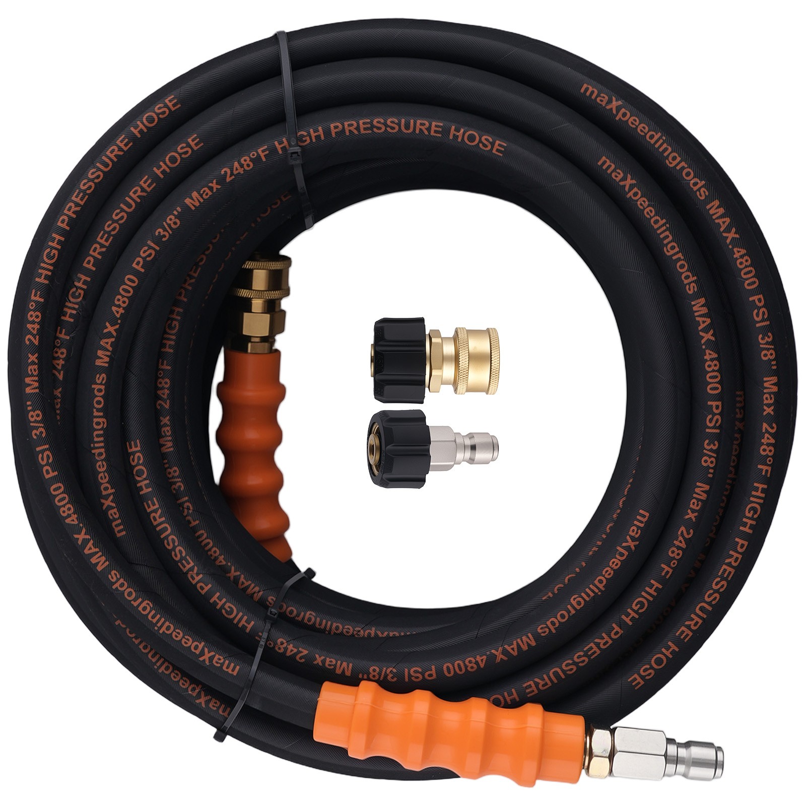 75FT 3/8in Pressure Washer Hose 4800PSI Steel Wire Braid w/ Swivel Quick Connect