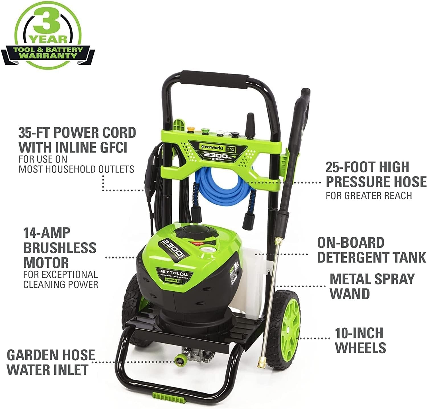 TruBrushless Electric Pressure Washer 2300 PSI, 2.3 GPM – Perfect for Homeowners