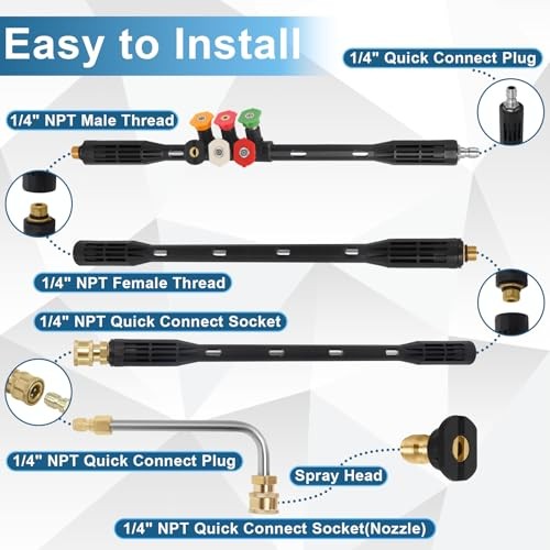 Upgraded Pressure Washer Extension Wand,Up to 115in,4000 PSI Gutter Cleaner
