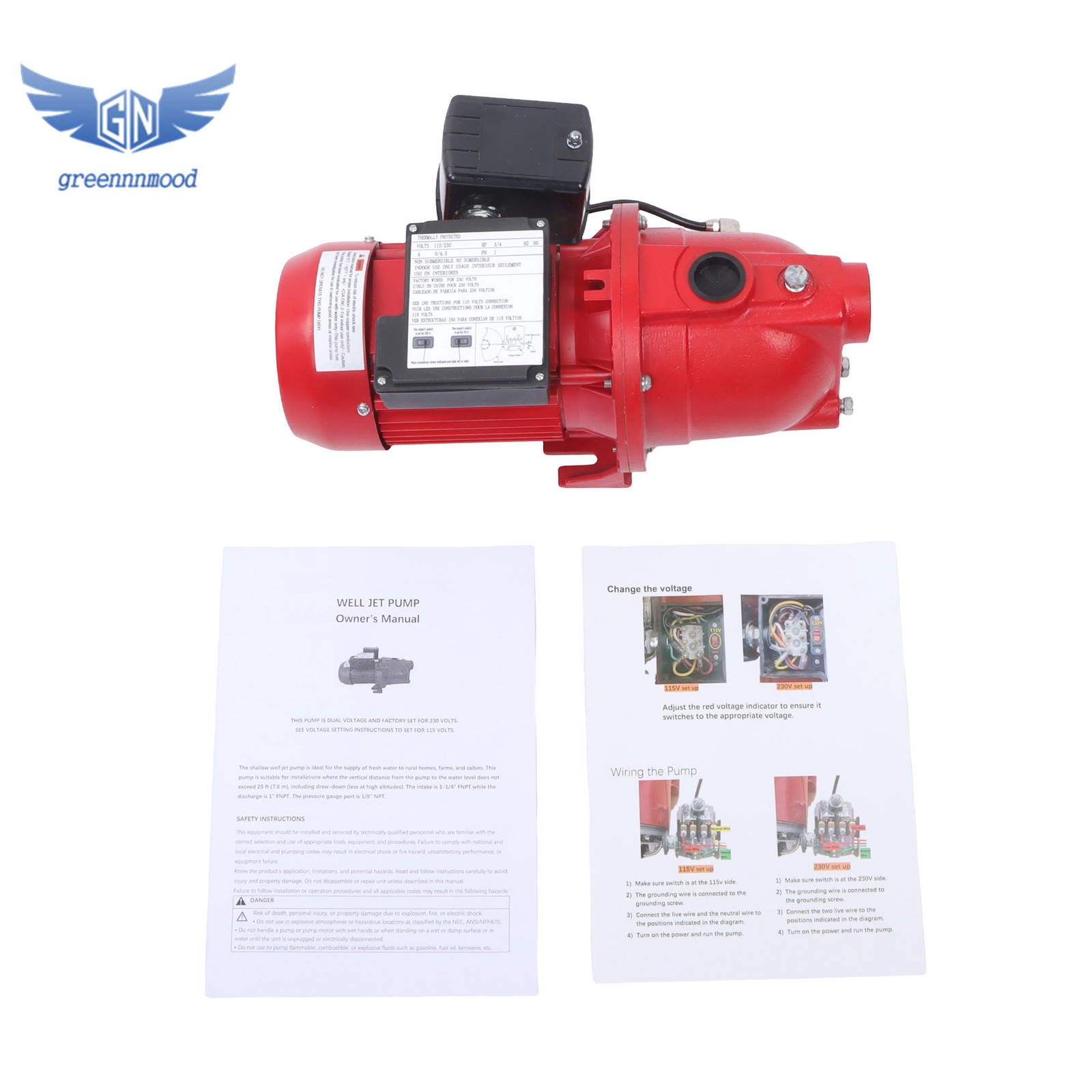 3/4 HP, 13 GPM Dual Voltage (115/230 Volts) Shallow Well Jet Pump, Red 97080701