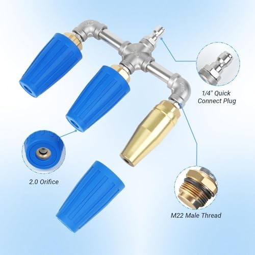 3-in-1 Turbo Nozzle for Pressure Washer, 360° Rotating, 4000-5000 PSI, Quick Con