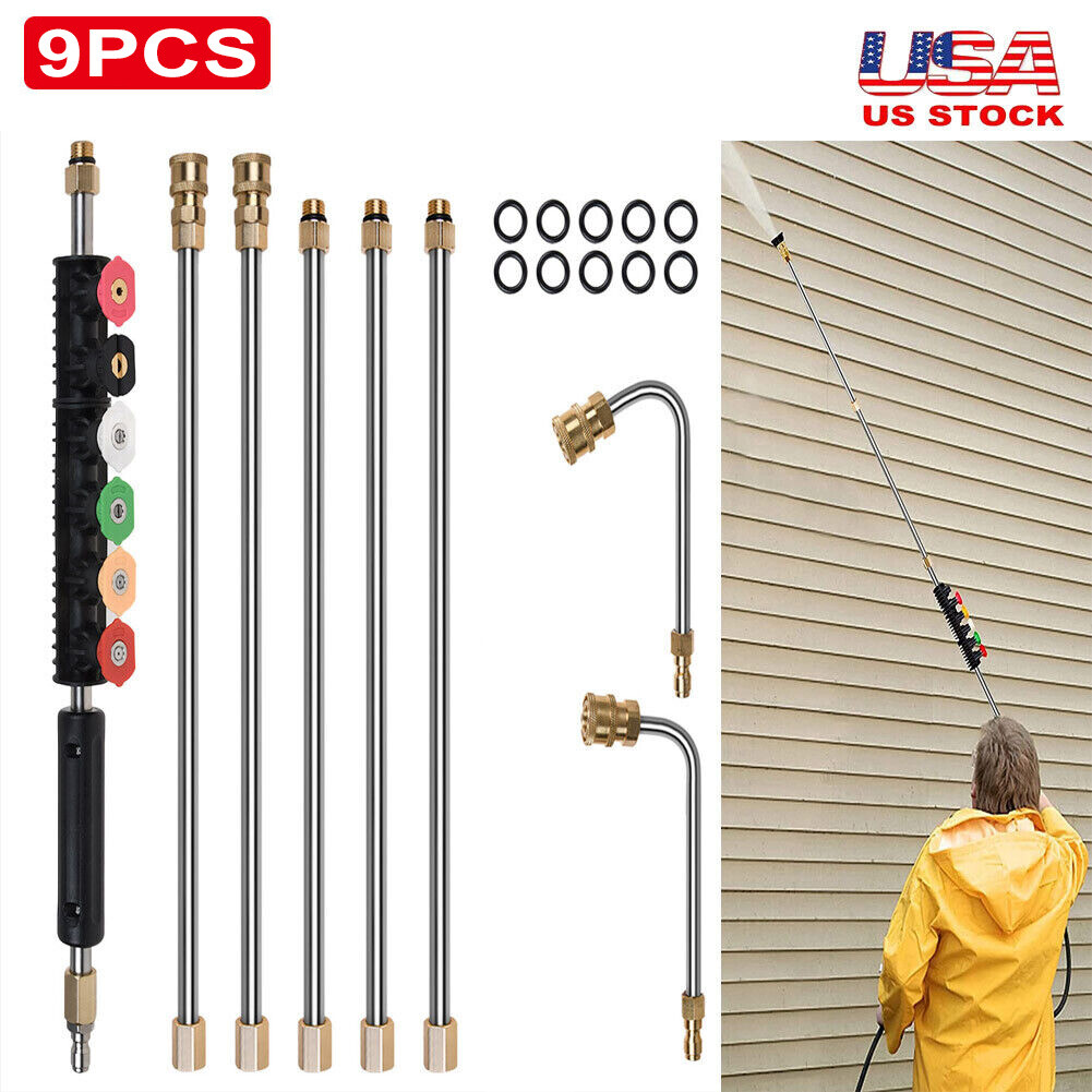 High Pressure Washer Gutter Gun Cleaner Attachment Wand Lance 4000 PSI Extension