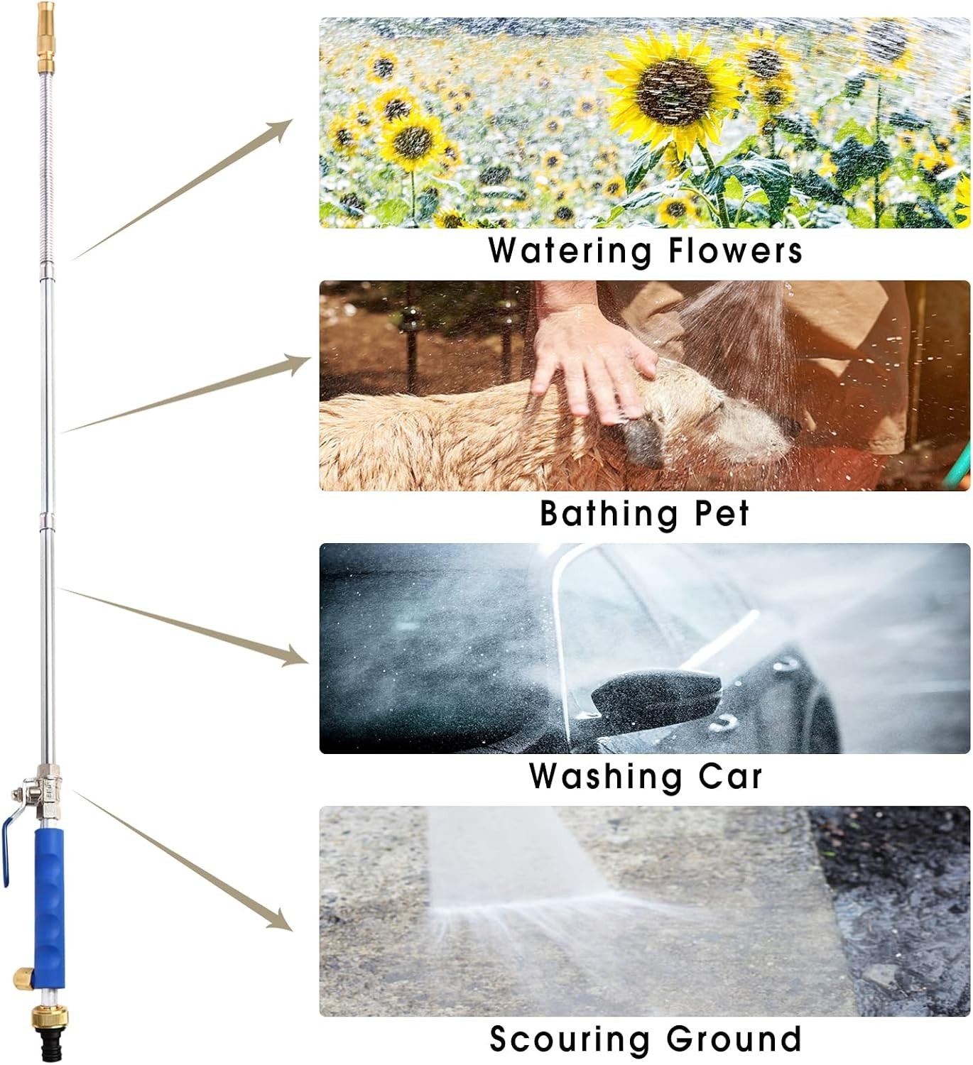 Durable High Pressure Water Wand 39 Inches with Flexible Design for Easy Access