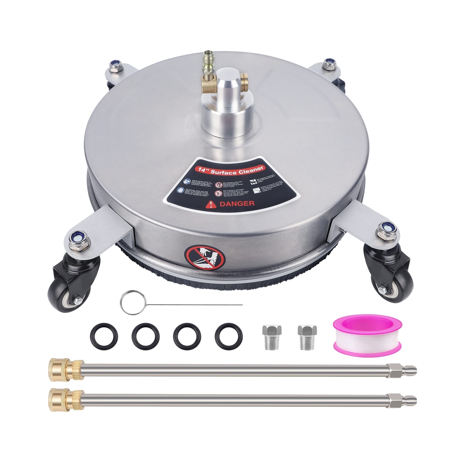 Biswing 14″ Pressure Washer Surface Cleaner with 4 Wheels, Stainless Steel Po…