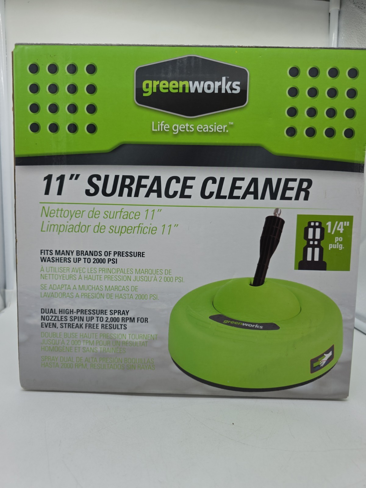 Greenworks 30012 11″ Surface Cleaner Attachment for Pressure Washers 2000PSI