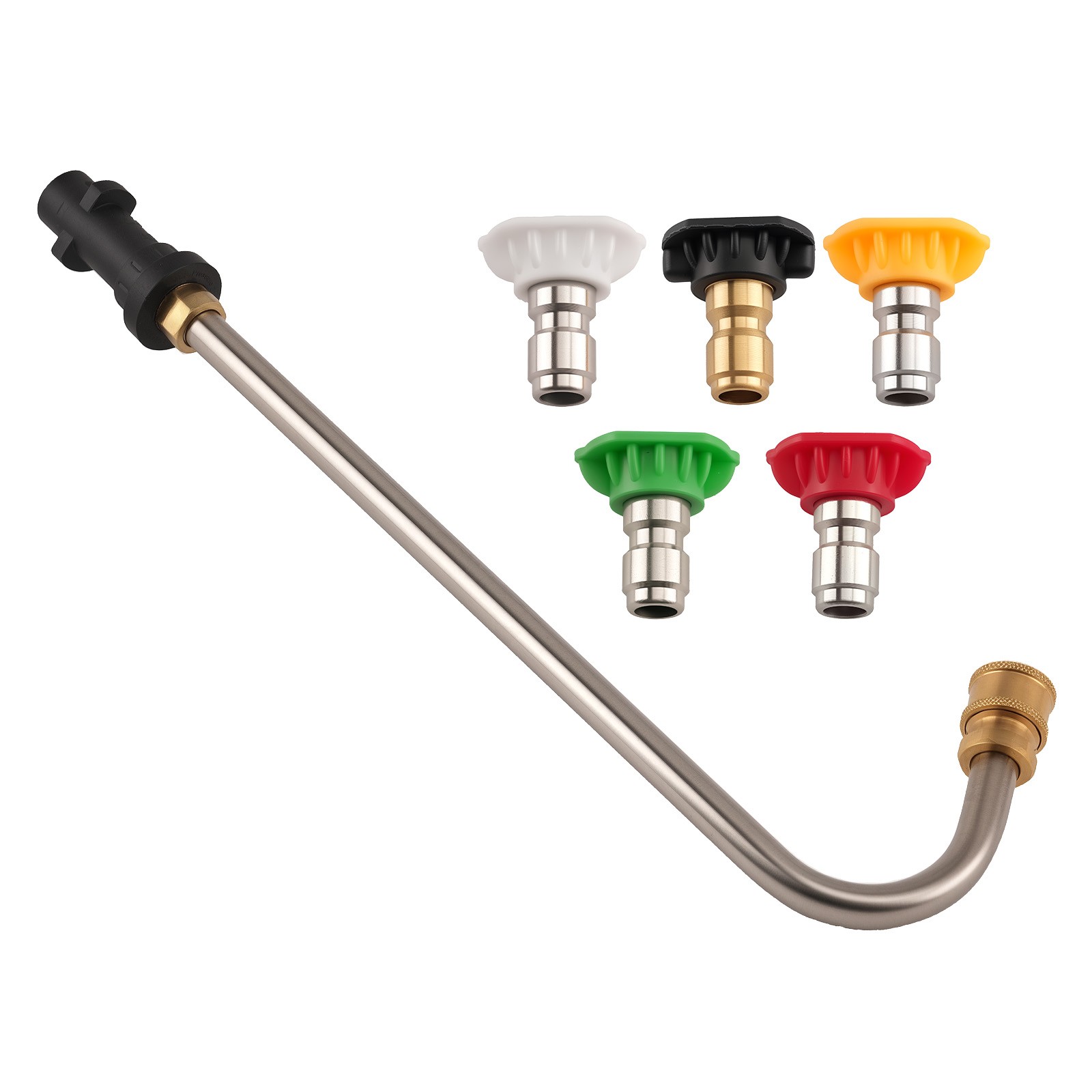 Adjustable Pressure Washer Gutter Cleaning Wand Kit 5 Nozzles Tips for K2-K7