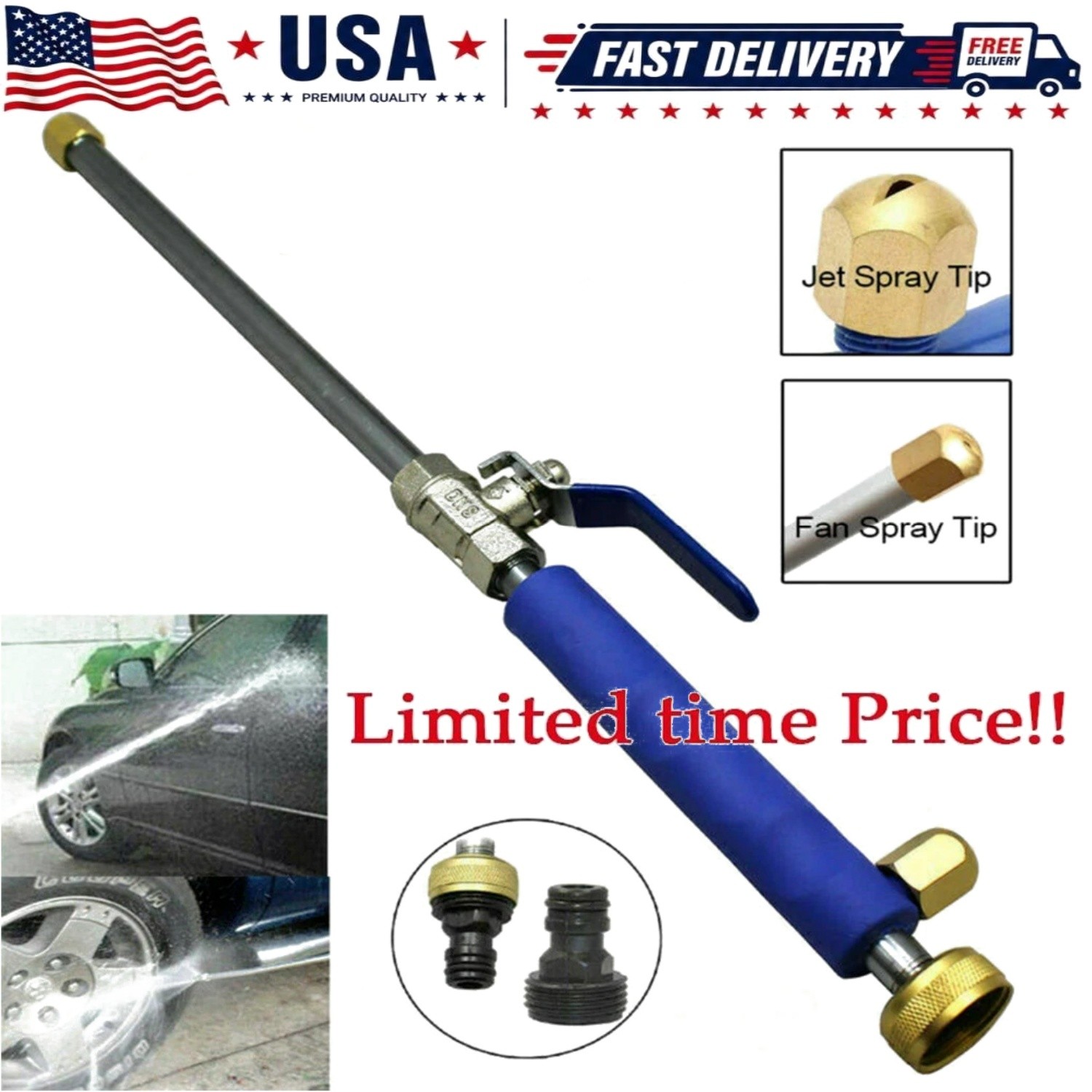 High Pressure Power Washer Water Spray Gun Nozzle Wand Attachment Garden Hose