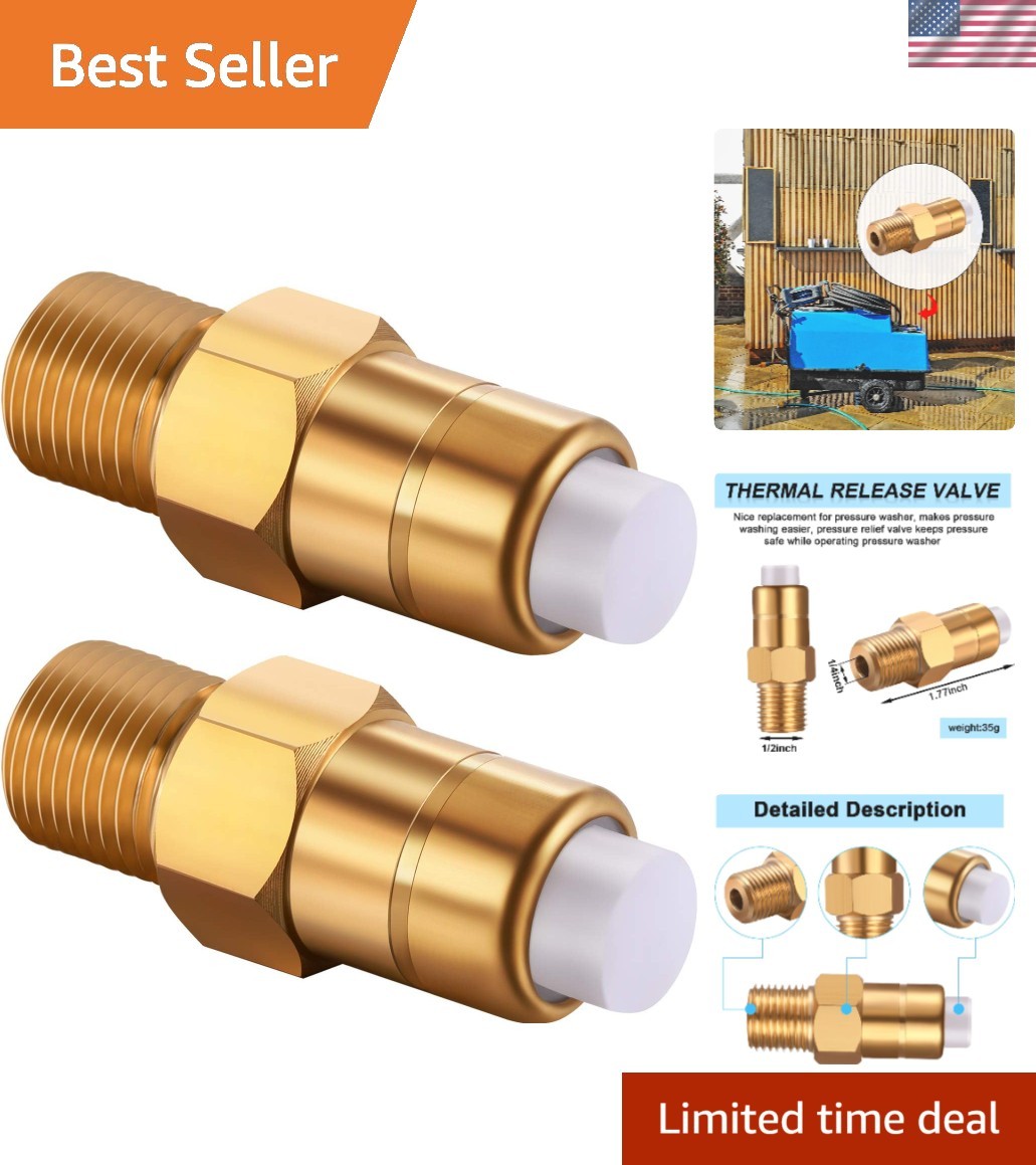 Universal 2 Pcs 1/4 in Brass Thermal Release Valve for Standard Pressure Washers