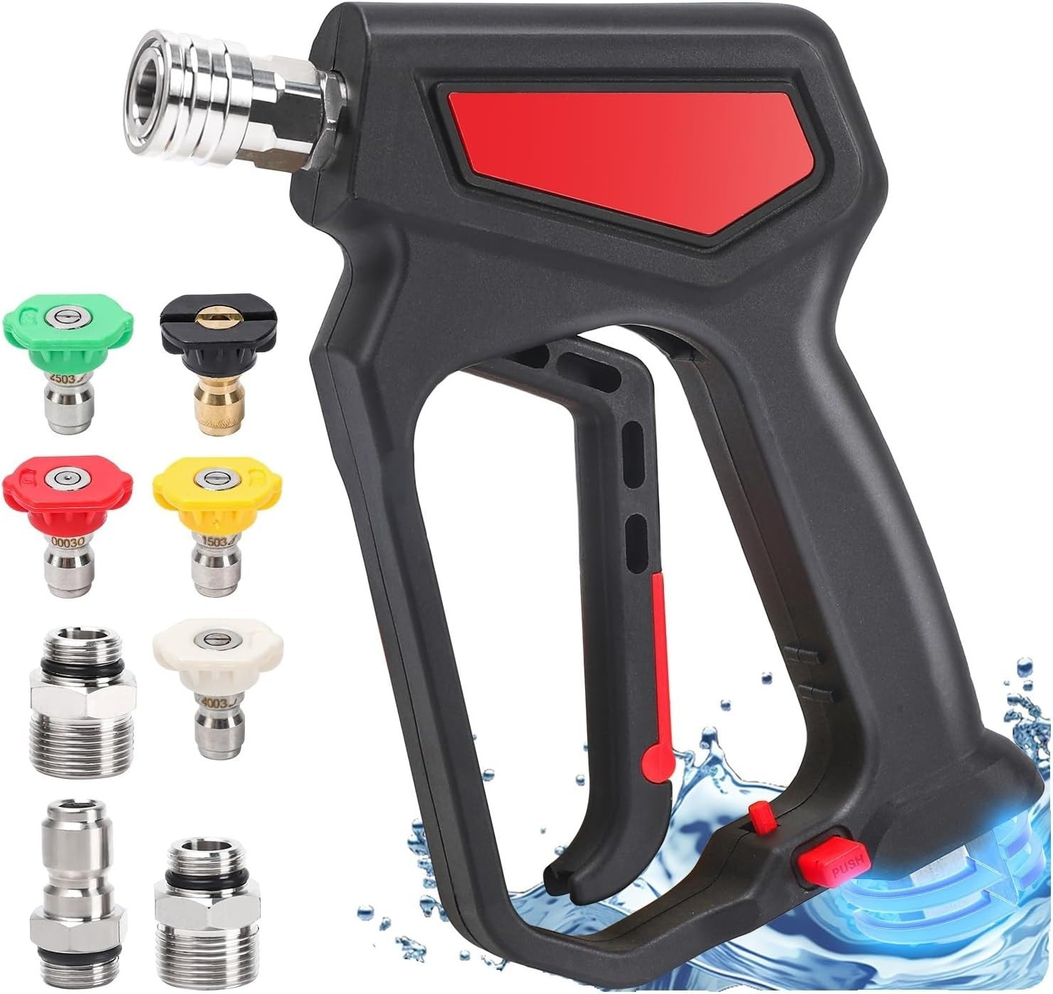 5000 PSI Pressure Washer Short Gun Swivel 10.5 GPM High Power 5 Nozzle Tips Kit