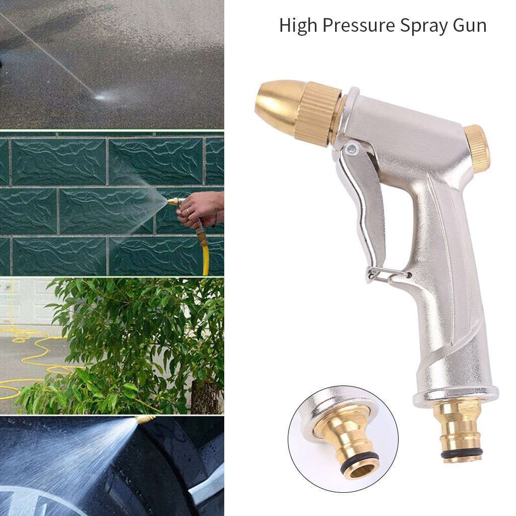 High Pressure Water Spray Gun Metal Brass Nozzle Wash Hose Pipe Car Garden Lawn