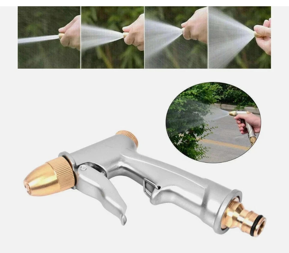 High Pressure Water Spray Gun Metal Brass Nozzle Wash Hose Pipe Car Garden Lawn