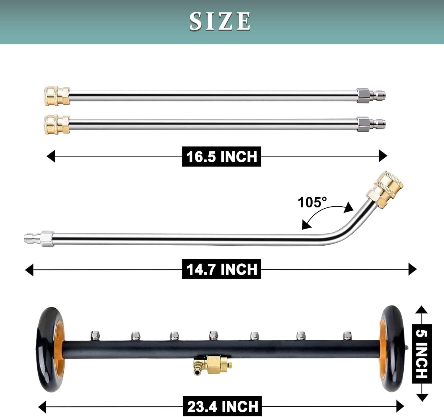 24″ Pressure Washer Water Broom Undercarriage Cleaner Driveway Surface Cleaner