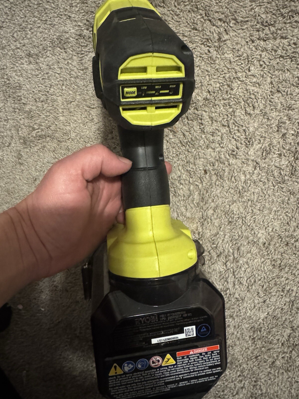 Ryobi 40V HP Brushless 600psi EZ Clean Power Cleaner (Tool Only) PARTS/REPAIR
