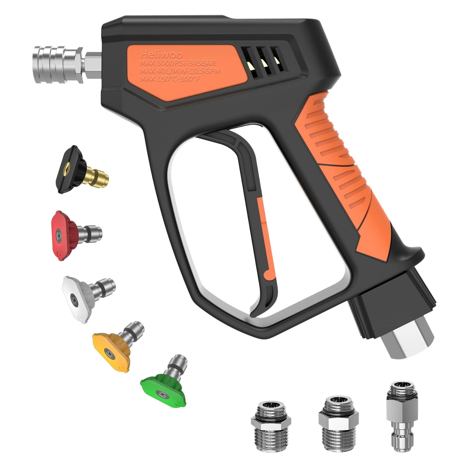 5000 PSI Pressure Washer Gun 10.5 GPM 3/8 Swivel Plug M2214mm/15mm Fitting