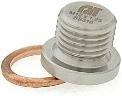 M12 x 1.25 Stainless Steel 316 Threaded Plug Fitting with Copper Washer – Slim R