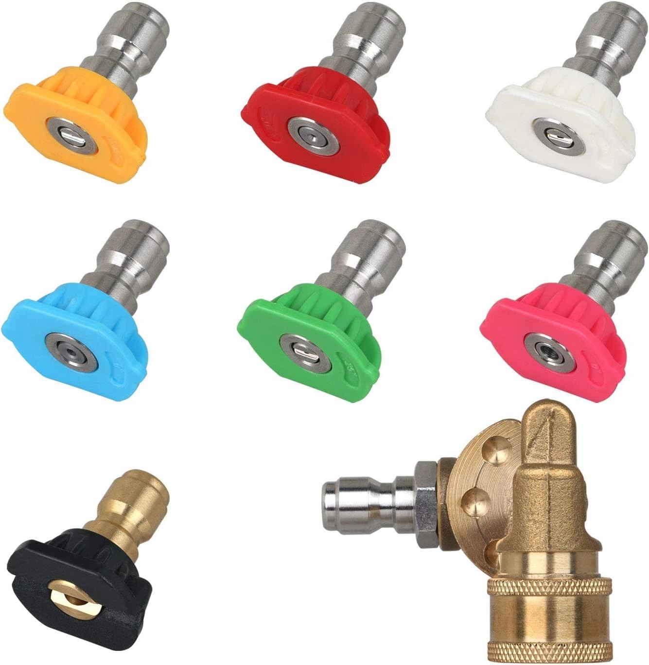 Universal Pressure Washer Nozzle Tips Kit 7 Spray Angles Quick Connect Coupler