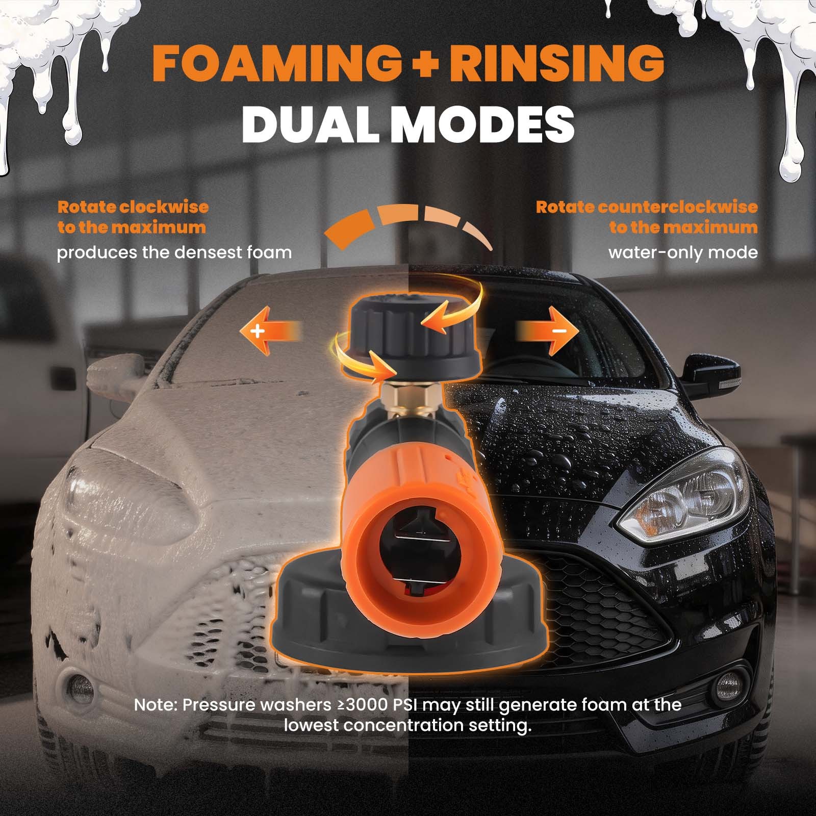 Pressure Washer Foam Cannon 1.3L for Adjustable Nozzle 1/4″ QC Thick Snow Foam