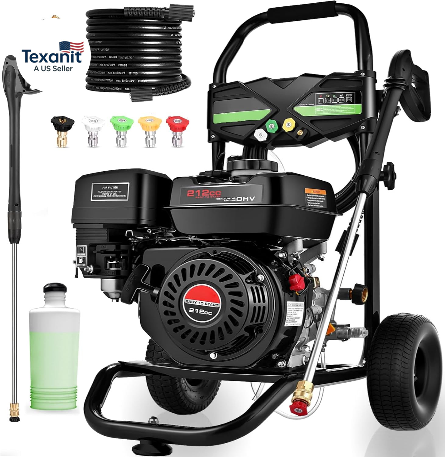 Commercial 4200PSI 4GPM 212CC Gas Pressure Washer, 7.0HP Heavy-Duty 4-Stroke 360