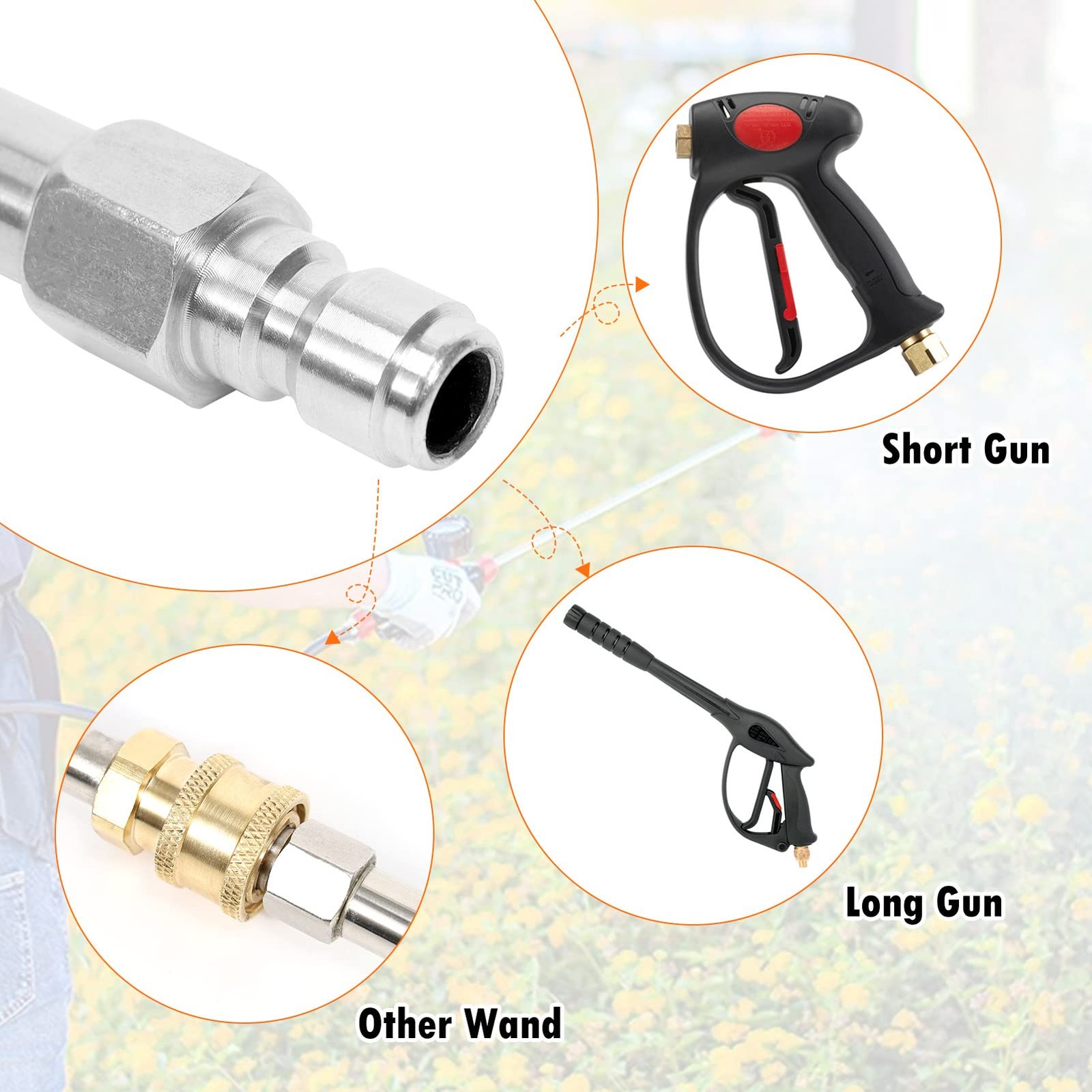 80 Inch Pressure Washer Wand Extension Stainless Steel Power Lance Spray with