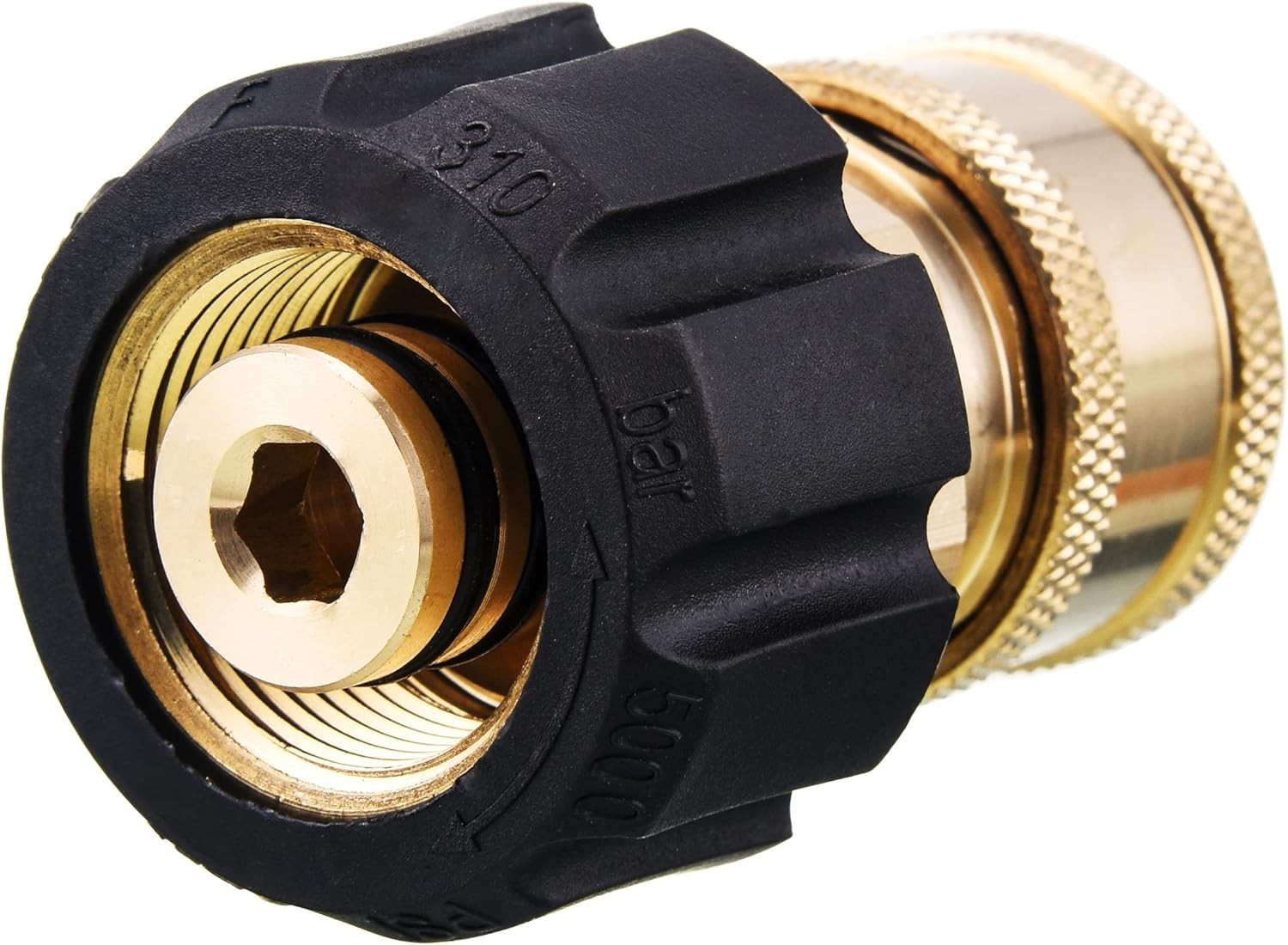 5000 PSI Quick Connect Adapter: 3/8 Inch Socket to M22 14mm Fitting for Washers