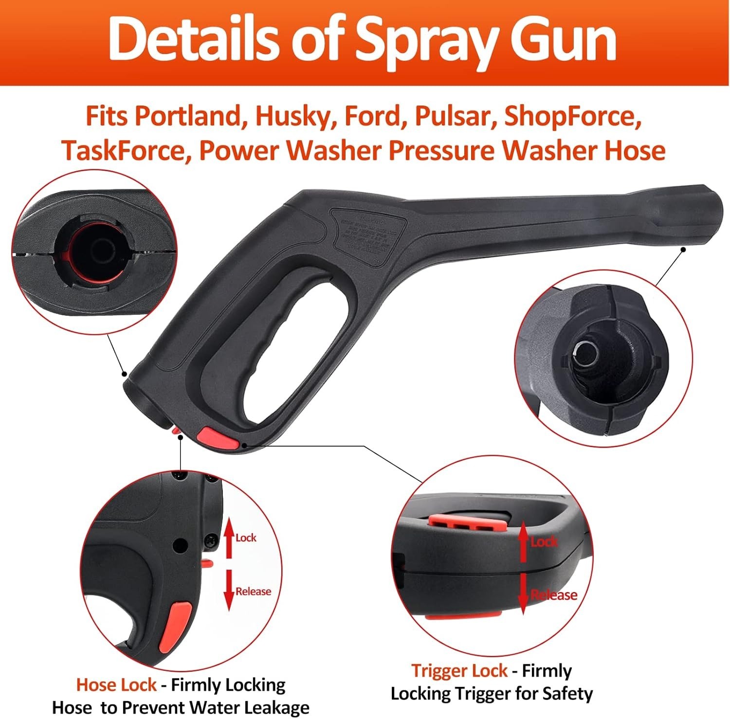 Durable Metal Spray Gun with 2320 PSI for TaskForce & Powerwasher Compatibility