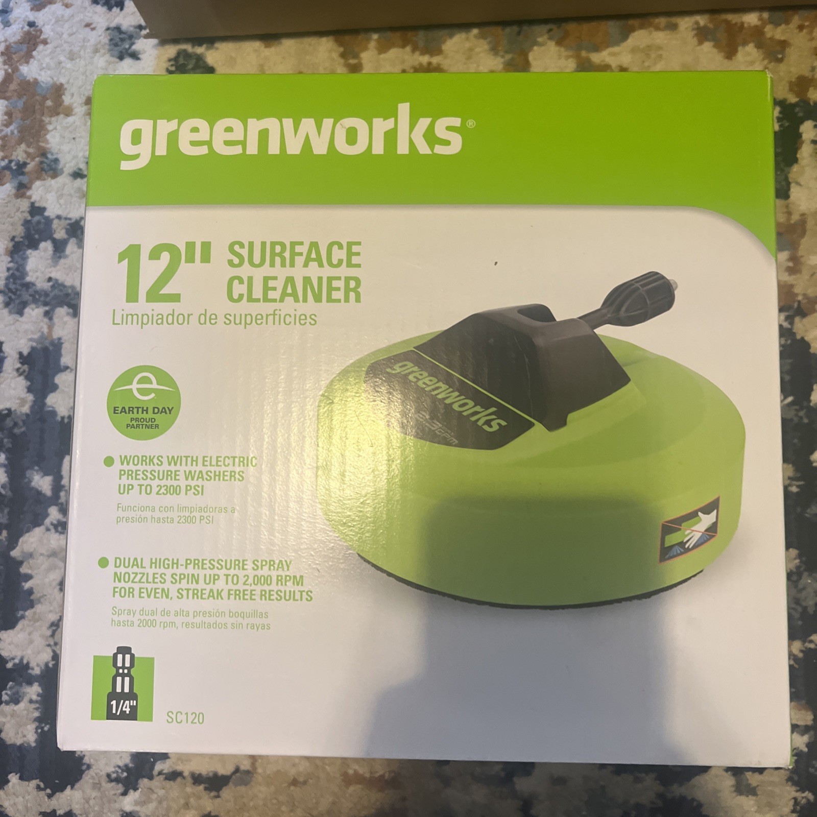 Greenworks Pressure Washer Attachment 12″ Rotating Surface Cleaner 2300 PSI NIB
