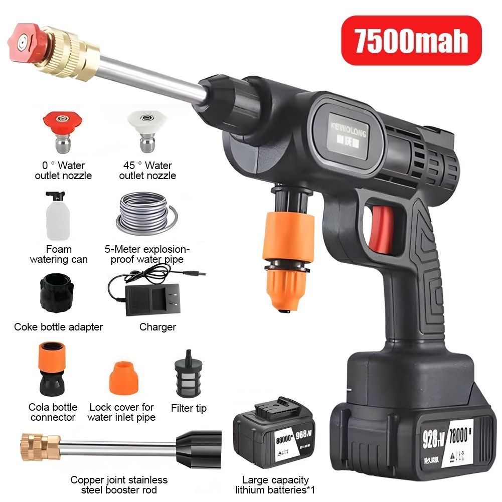 500W Cordless Water Spray Gun Portable High Pressure 50BAR Car Washer Cleaner