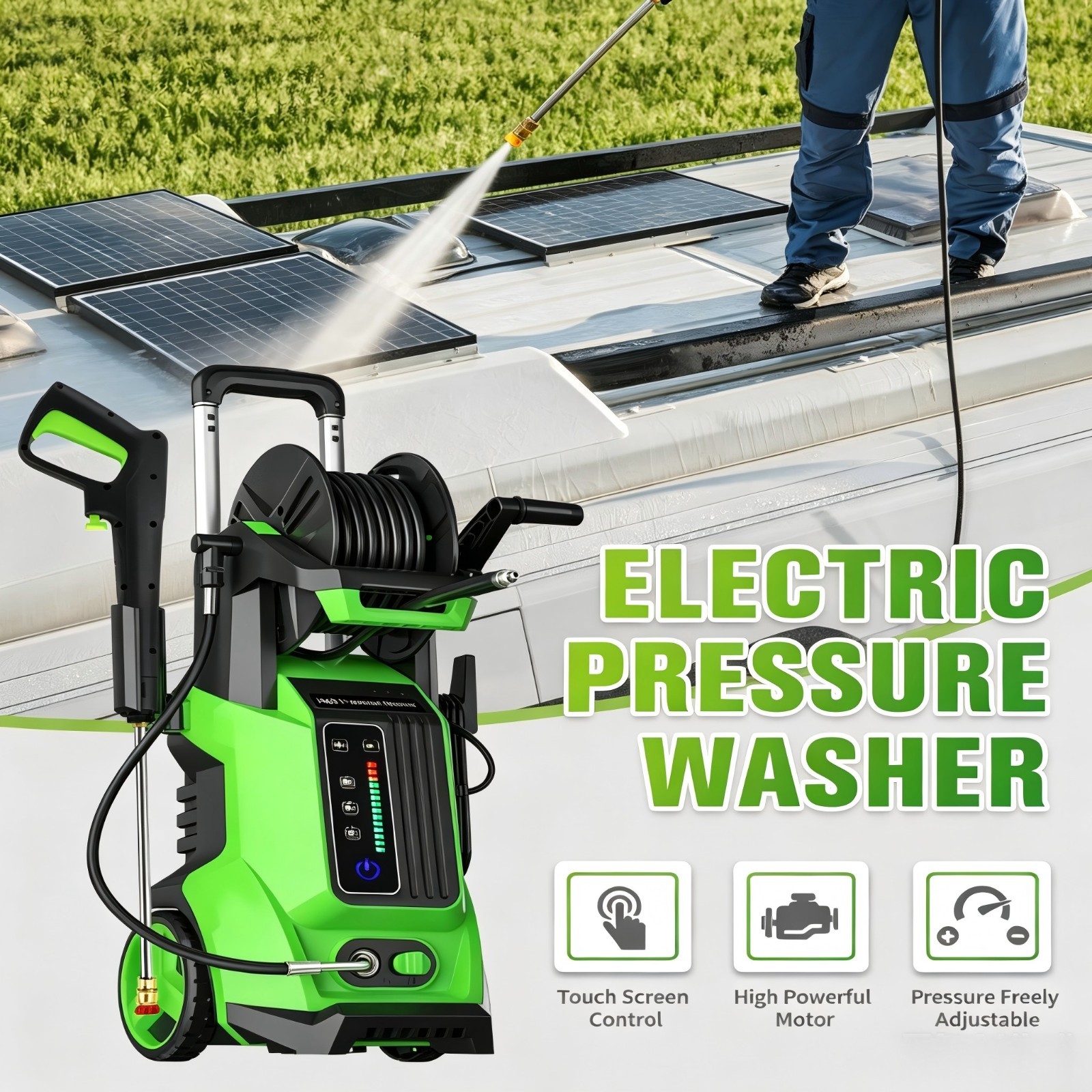Pressure Washer 4500PSI 4.0GPM, 15-Level Touchscreen, Soap Tank, for Patio