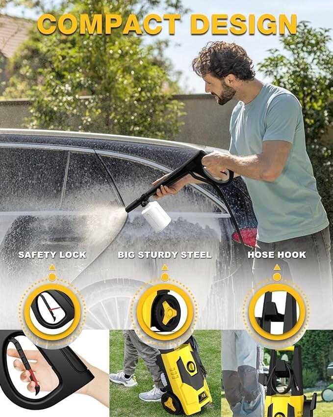 AgiiMan Electric Pressure Washer – 4500PSI Max 3.1 GPM Power Washer With 35FT Po