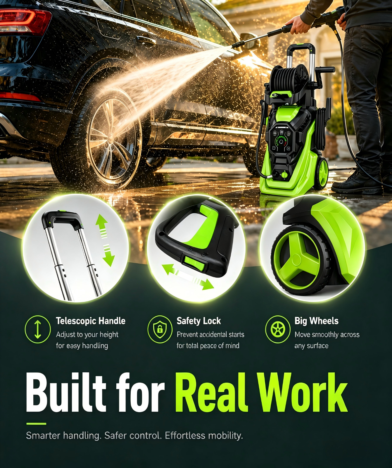 Pressure Washer 4500PSI 3.2GPM with Adj-15-Level Touch Screen For car,home,yard