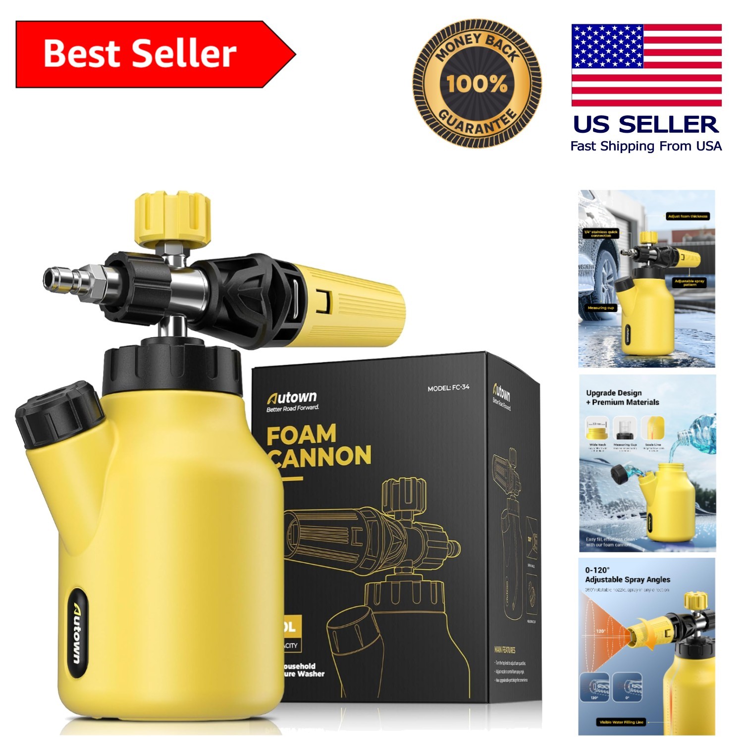 Versatile Foam Cannon 1L – Durable, Adjustable, Ideal for Cars, Bikes & More