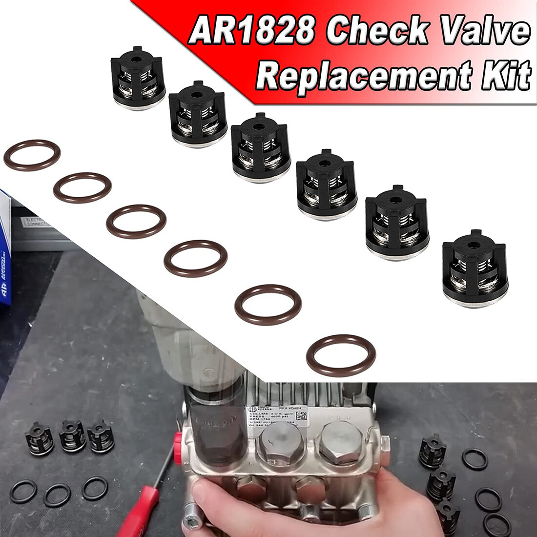 AR1828 Water Pump Check Valve& AR1857 Pressure Washer Packing Kit for 18mm XR RK